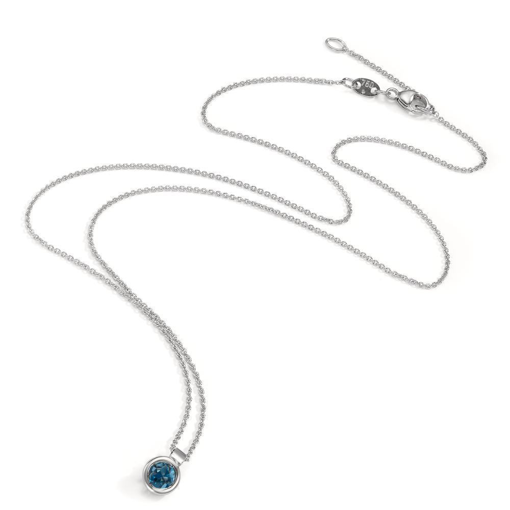 Collier Or blanc 18K Topaze London Blue 40-42 cm