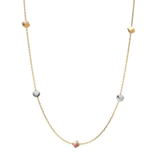 Necklace 14k Yellow Gold, 14k White Gold, 14k Red Gold Tricolor 45 cm Ø3 mm