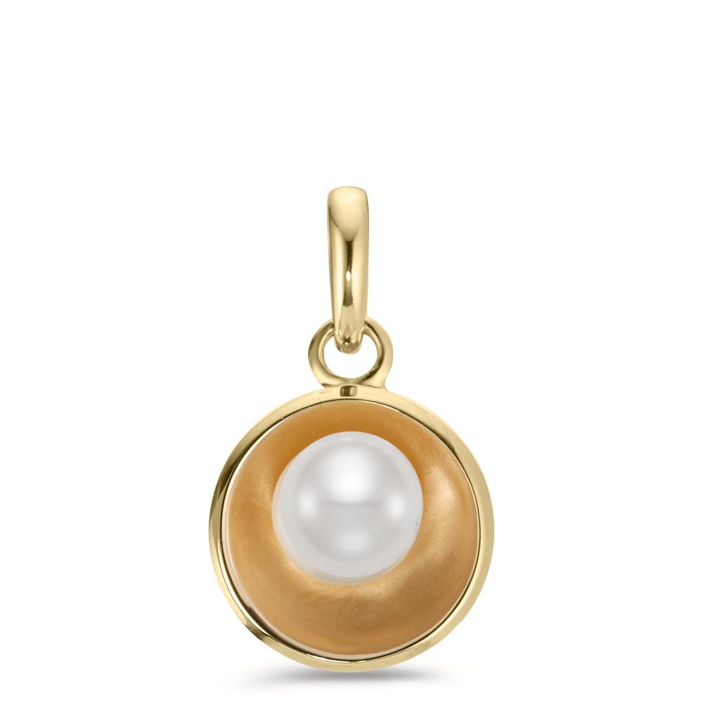 Pendant Silver Yellow Gold plated Freshwater pearl Ø12 mm