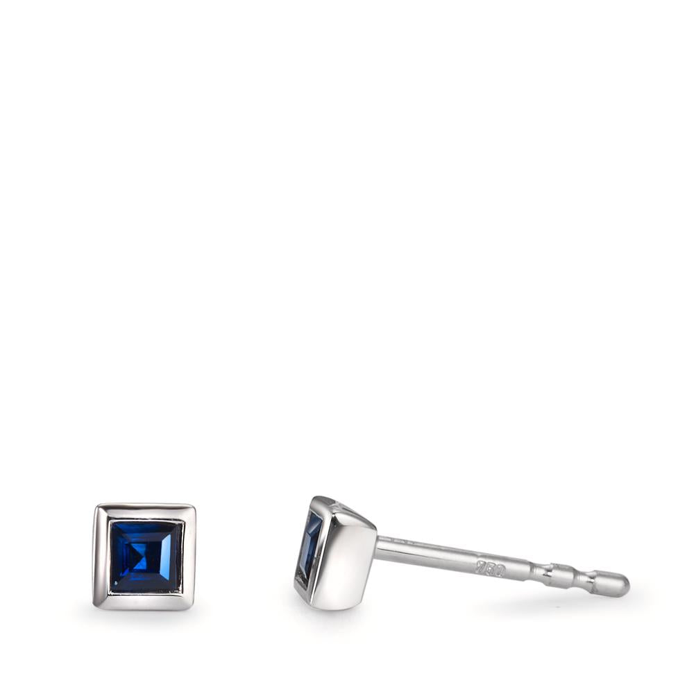 Stud earrings 18k White Gold Sapphire 2 Stones Ø3.5 mm