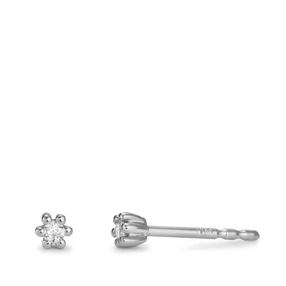 Pendientes 750/oro blanco de 18 quilates Diamante 0.04 ct, 2 piedras, w-pi1 Ø3 mm