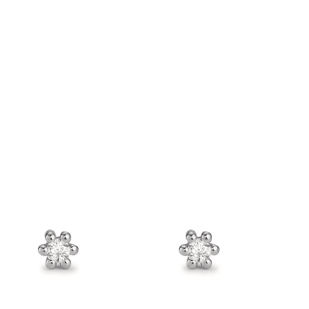 Pendientes 750/oro blanco de 18 quilates Diamante 0.04 ct, 2 piedras, w-pi1 Ø3 mm