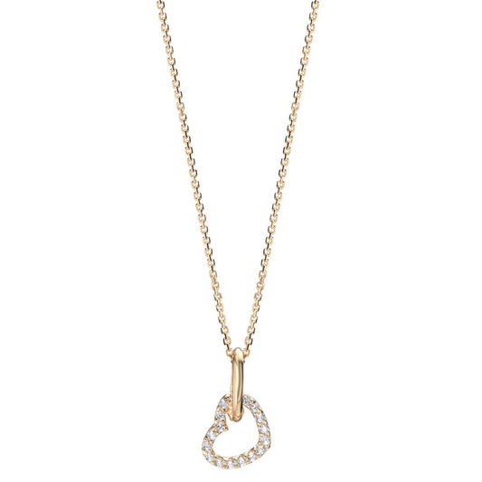 Collier Or jaune 14K Zircone Coeur 42-45 cm