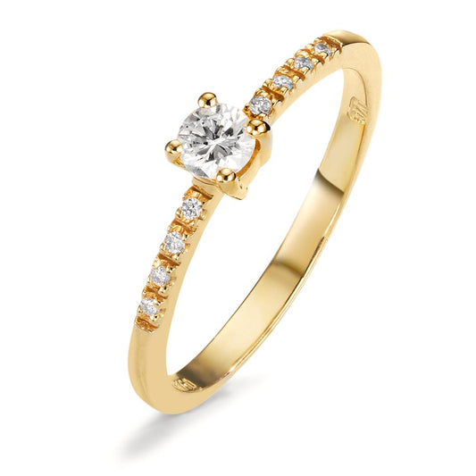 Anello solitario Oro giallo 750/18 carati Diamante 0.24 ct, 9 pietra, w-si