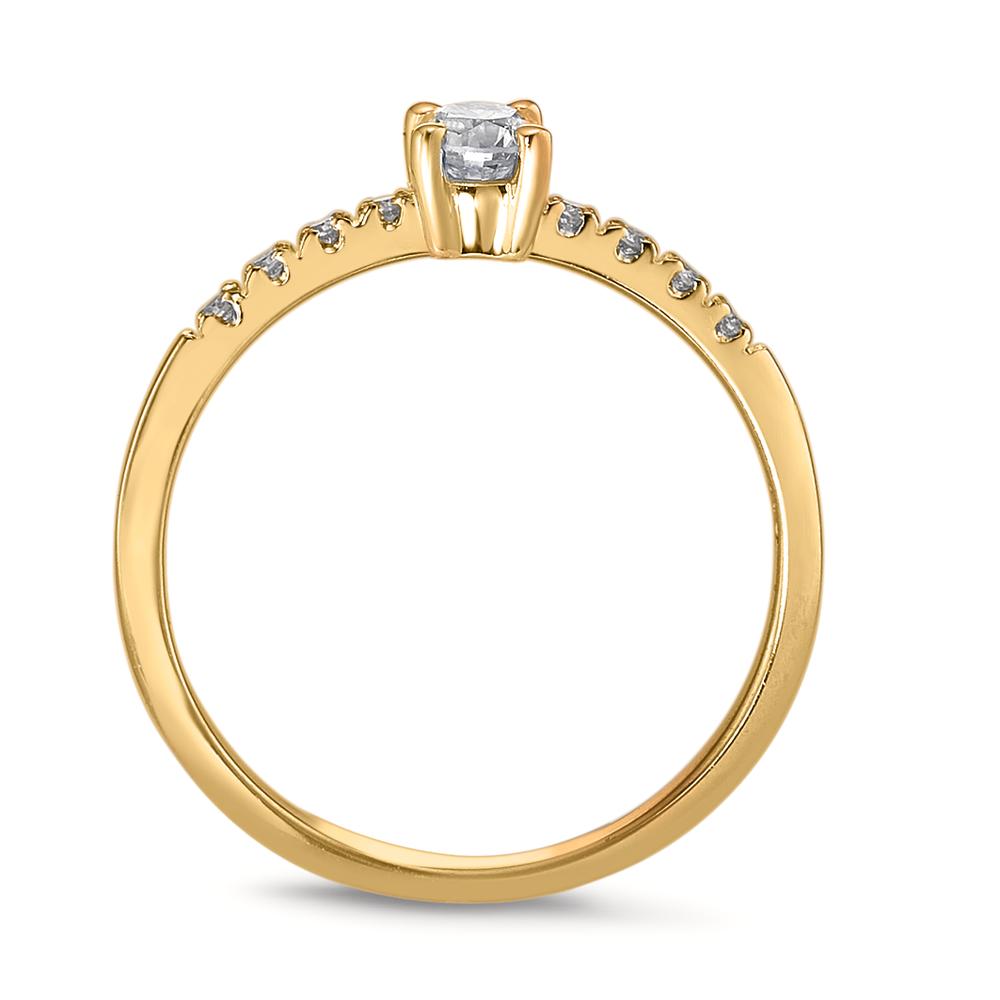 Anello solitario Oro giallo 750/18 carati Diamante 0.24 ct, 9 pietra, w-si