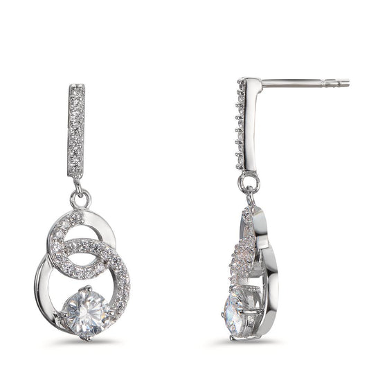 Drop Earrings Silver Zirconia White Rhodium plated