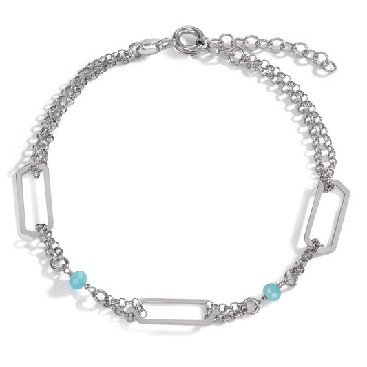 Armband Silber Kristall aqua, 2 Steine rhodiniert verstellbar