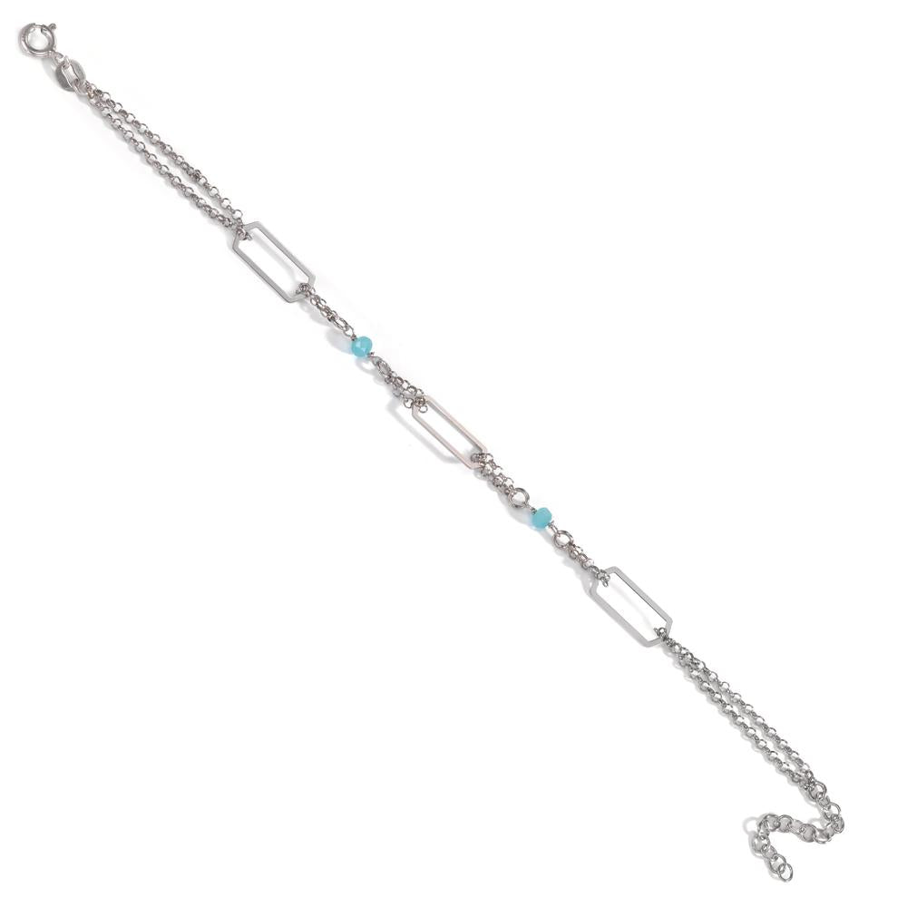 Armband Silber Kristall aqua, 2 Steine rhodiniert verstellbar