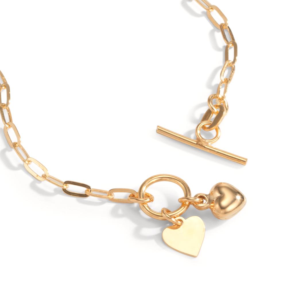 Necklace Silver Yellow Gold plated Heart 42 cm