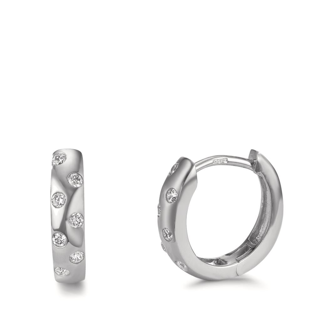 Hinged hoop 9k White Gold Zirconia 14 Stones