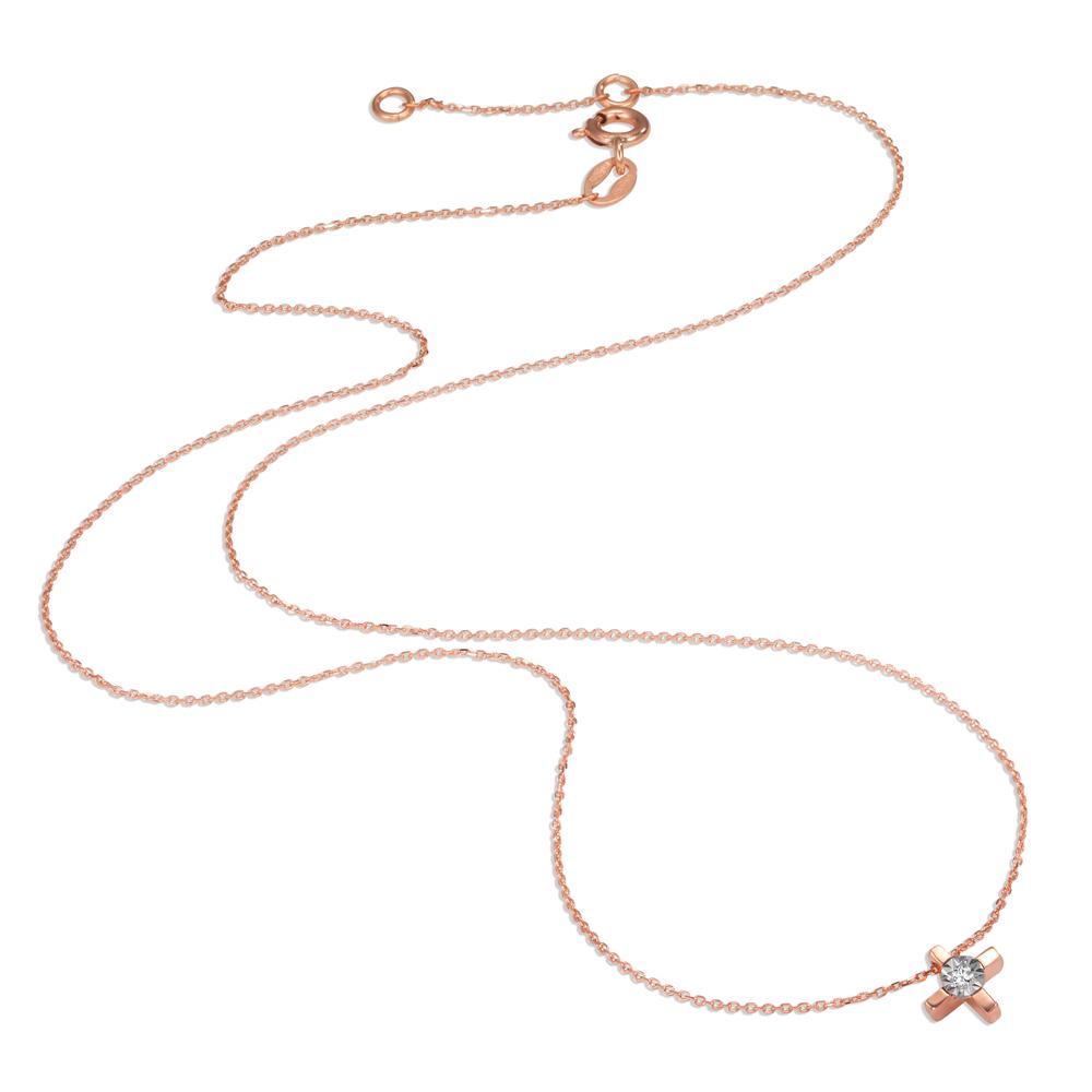 Necklace 18k Red Gold Diamond 0.015 ct, w-si Cross 40-42 cm