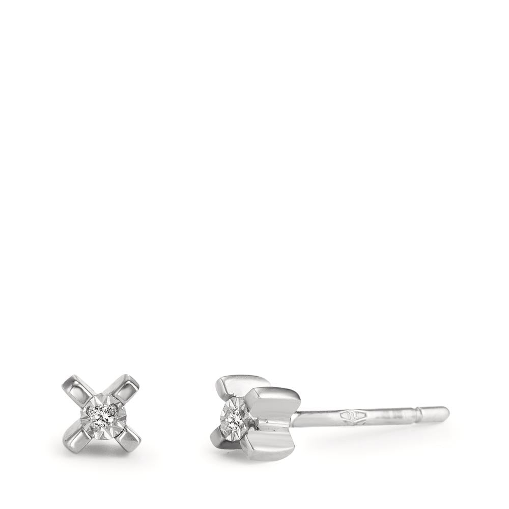 Stud earrings 18k White Gold Diamond 0.01 ct, 2 Stones, w-si Ø3.5 mm