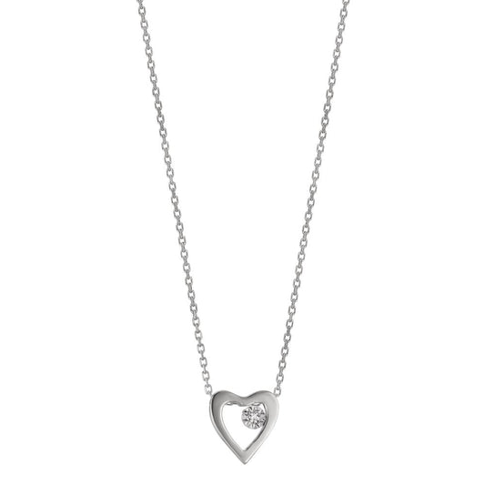 Collana Oro bianco 750/18 carati Diamante 0.005 ct, w-si Cuore 40-42 cm Ø6 mm