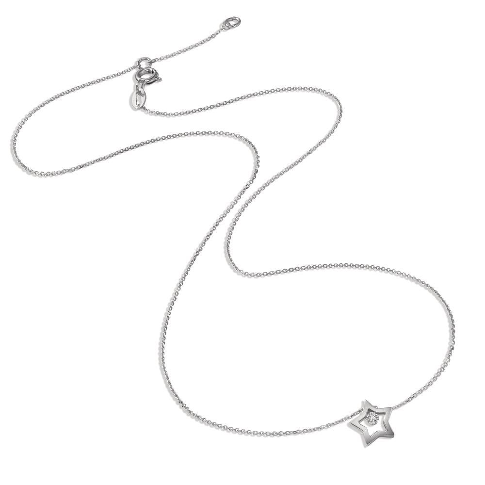 Collana Oro bianco 750/18 carati Diamante 0.005 ct, w-si Stella 40-42 cm Ø7.5 mm