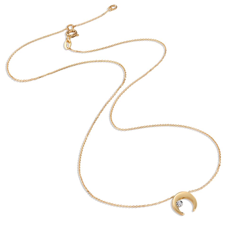 Necklace 18k Yellow Gold Diamond 0.005 ct, w-si Moon 40-42 cm Ø8.5 mm