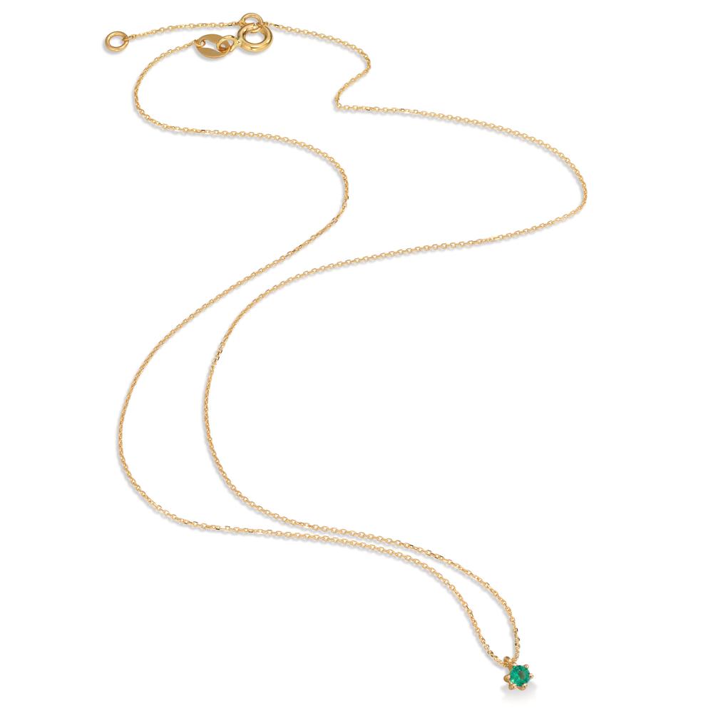 Necklace 18k Yellow Gold Emerald 0.12 ct 40-42 cm Ø3.5 mm