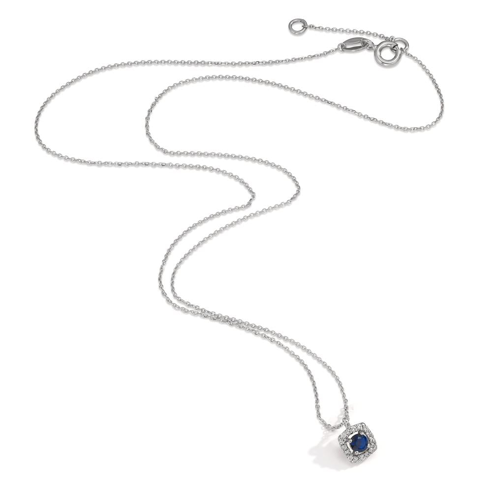 Necklace 18k White Gold Sapphire 17 Stones 40-42 cm Ø5.5 mm