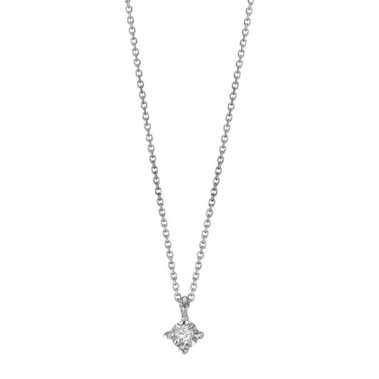 Necklace 18k White Gold Diamond 0.02 ct, w-si 40-42 cm Ø2.8 mm