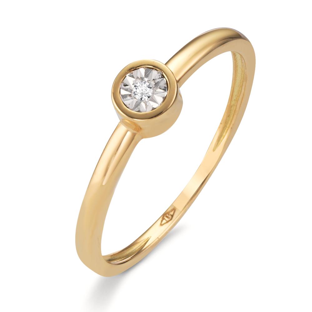 Anello solitario Oro giallo 750/18 carati Diamante 0.015 ct, w-si Ø4.5 mm