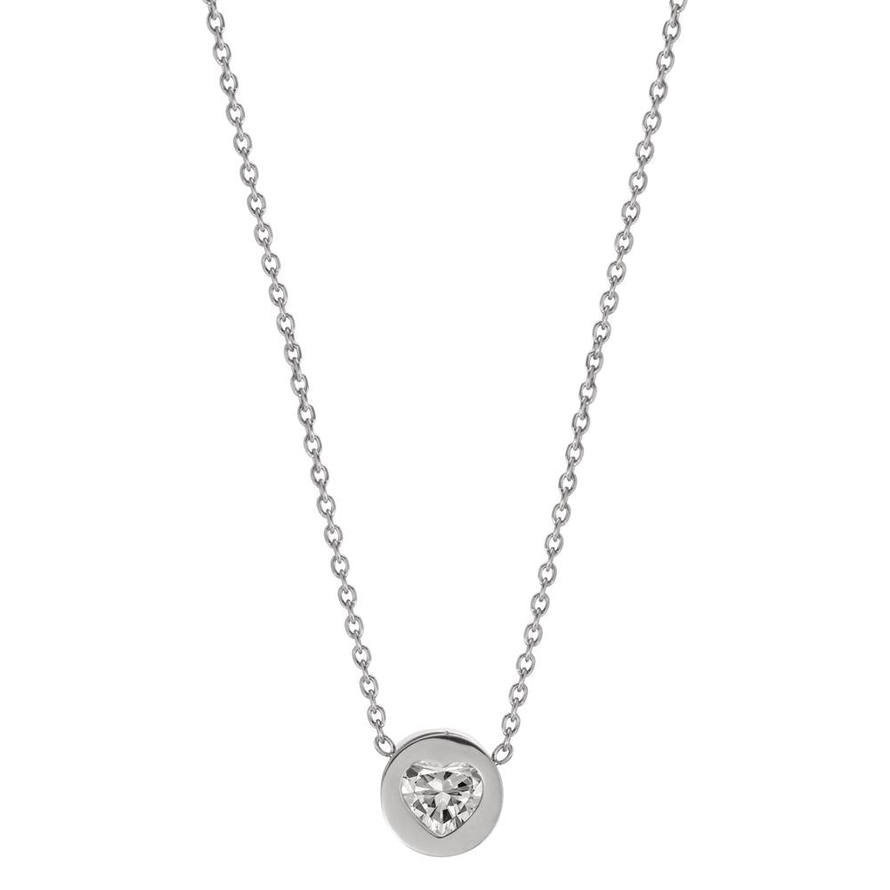 Necklace Stainless steel Zirconia Heart 40-45 cm