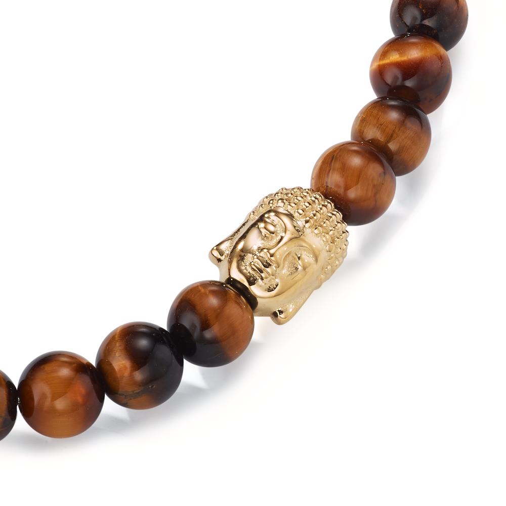 Armband Edelstahl Tigerauge gelb IP beschichtet Buddha Ø6 mm