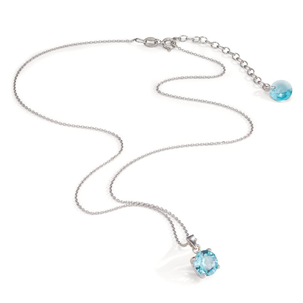 Collier Argent Zircone aqua Rhodié 42-47 cm