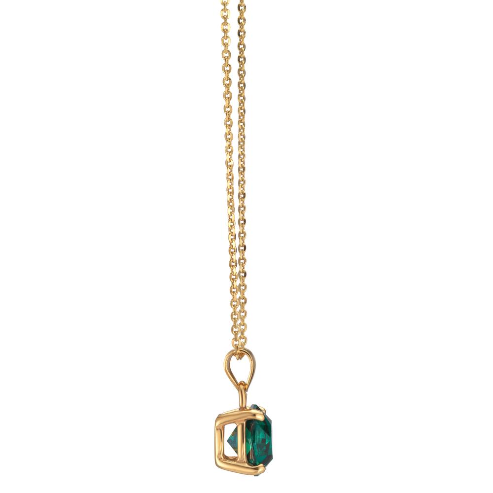 Necklace Silver Zirconia Green, 2 Stones Yellow Gold plated 42-47 cm