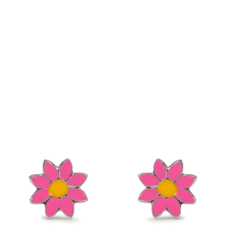 Stud earrings Silver Rhodium plated Flower Ø7 mm