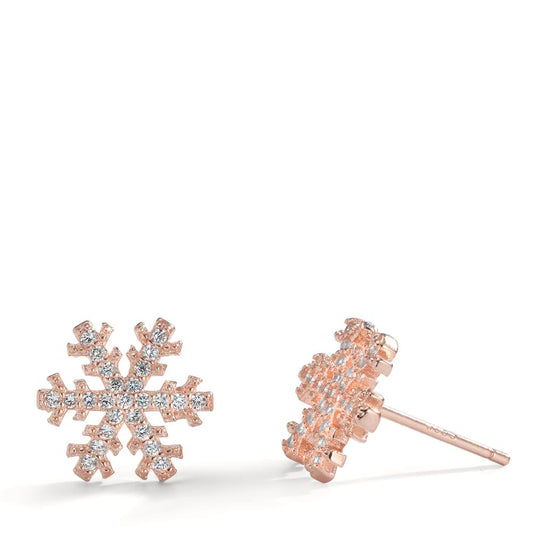 Stud earrings Silver Rose Gold plated Snowflake Ø10 mm