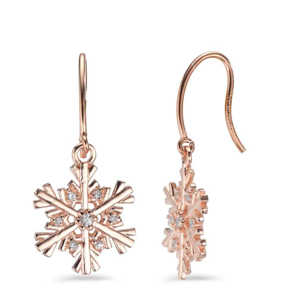 Drop Earrings Silver Zirconia 14 Stones Rose Gold plated Snowflake Ø13 mm