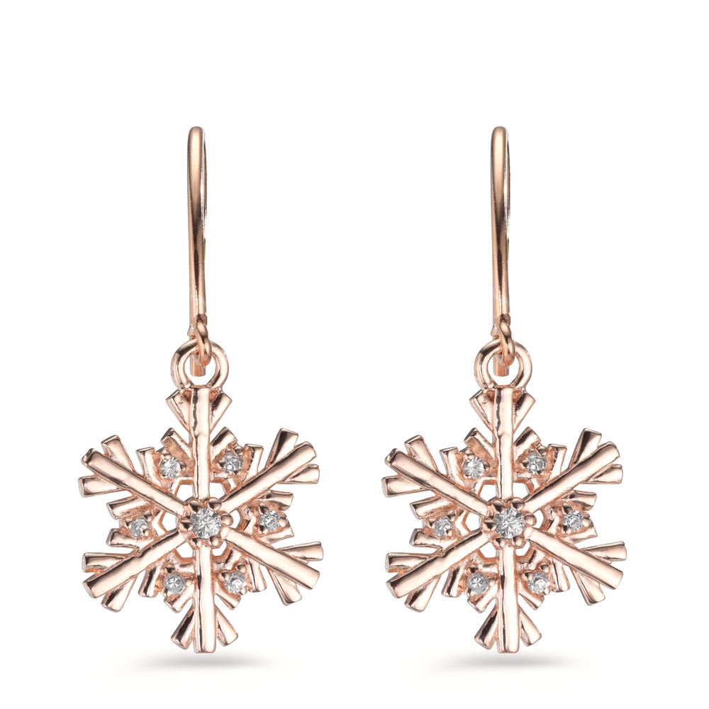 Drop Earrings Silver Zirconia 14 Stones Rose Gold plated Snowflake Ø13 mm