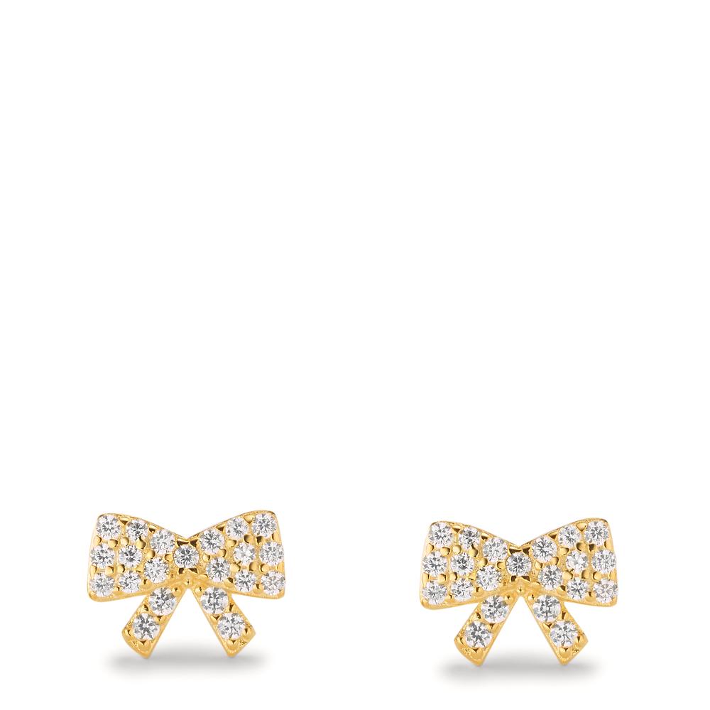 Clous d'oreilles Argent Zircone jaune Plaqué or Noeud