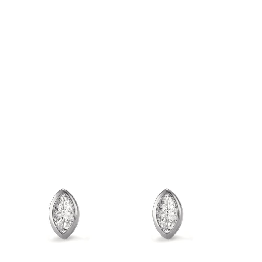 Pendientes Plata Circonita 2 piedras Rodio plateado