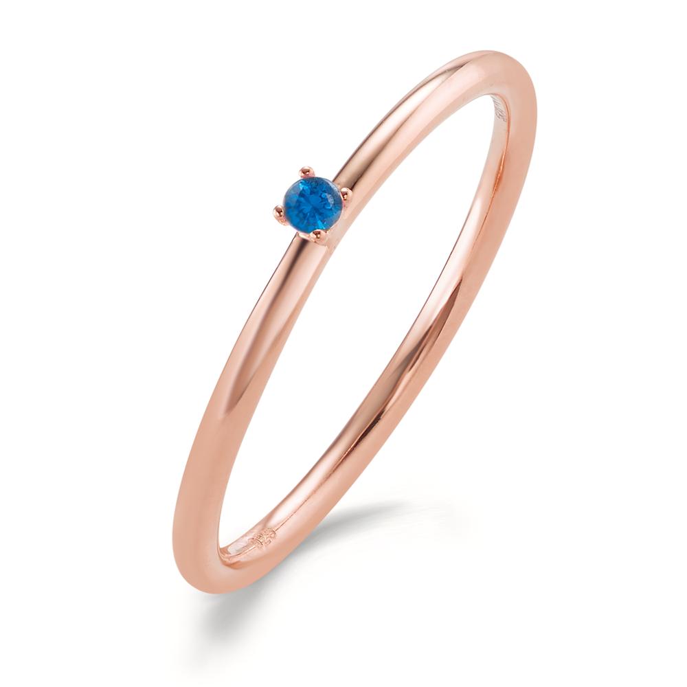 Stacking ring Silver Zirconia Blue, 2 mm Rose Gold plated