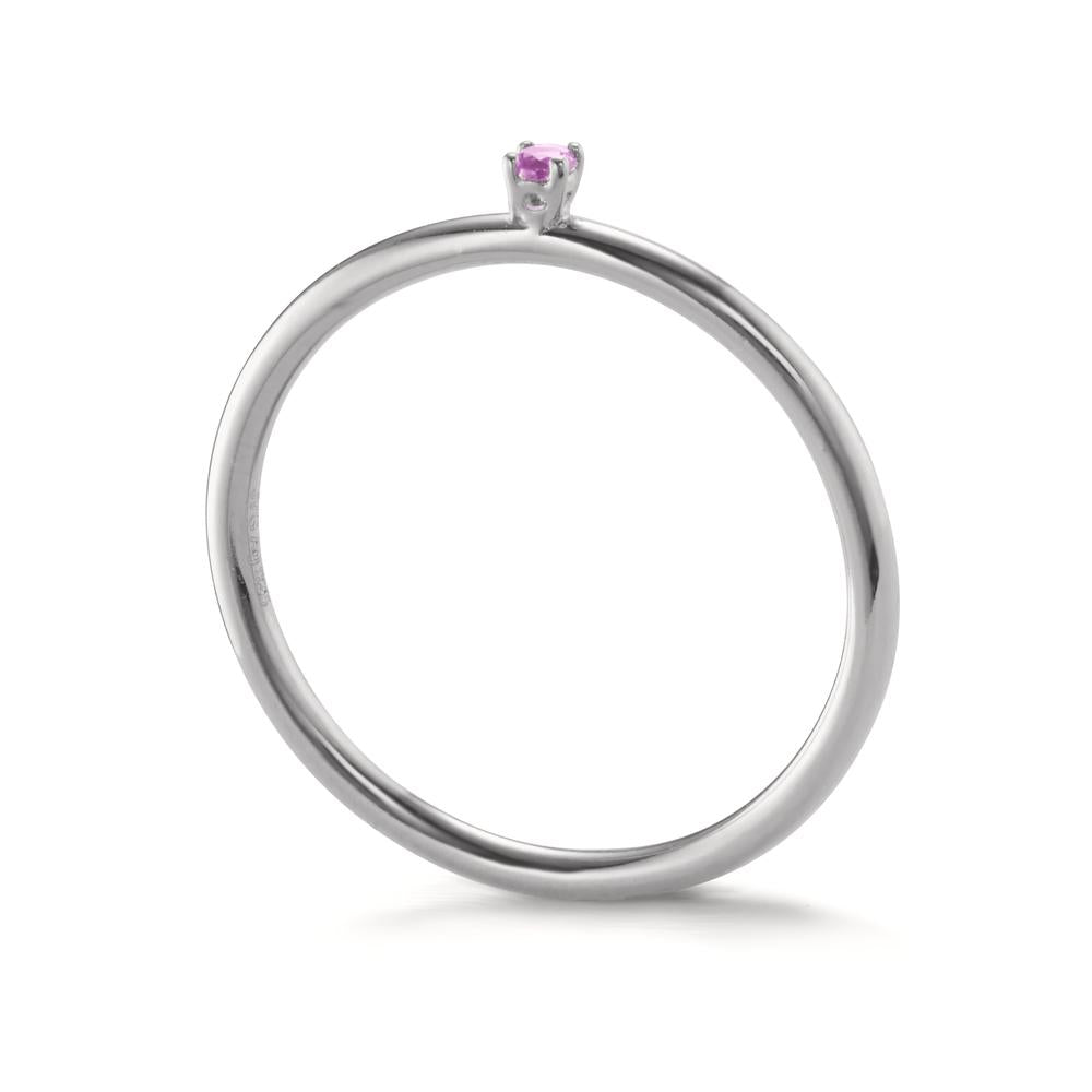 Beisteckring Silber Zirkonia pink, 2 mm rhodiniert