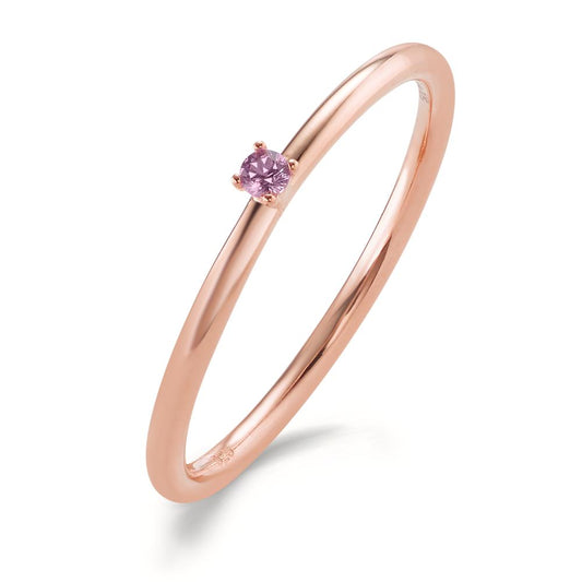 Stacking ring Silver Zirconia Pink, 2 mm Rose Gold plated