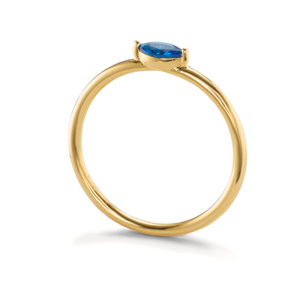 Anello solitario Argento Zirconia blu giallo dorato