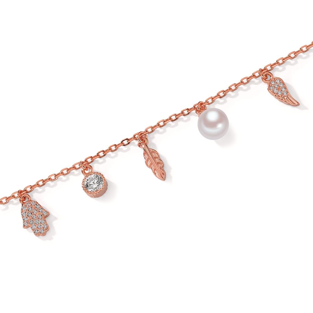 Armband Silber Zirkonia rosé vergoldet shining Pearls verstellbar