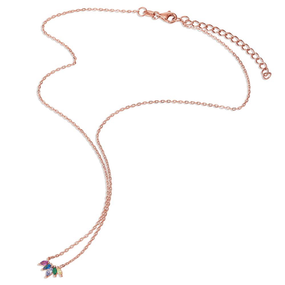 Necklace Silver Zirconia 5 Stones Rose Gold plated 40-45 cm