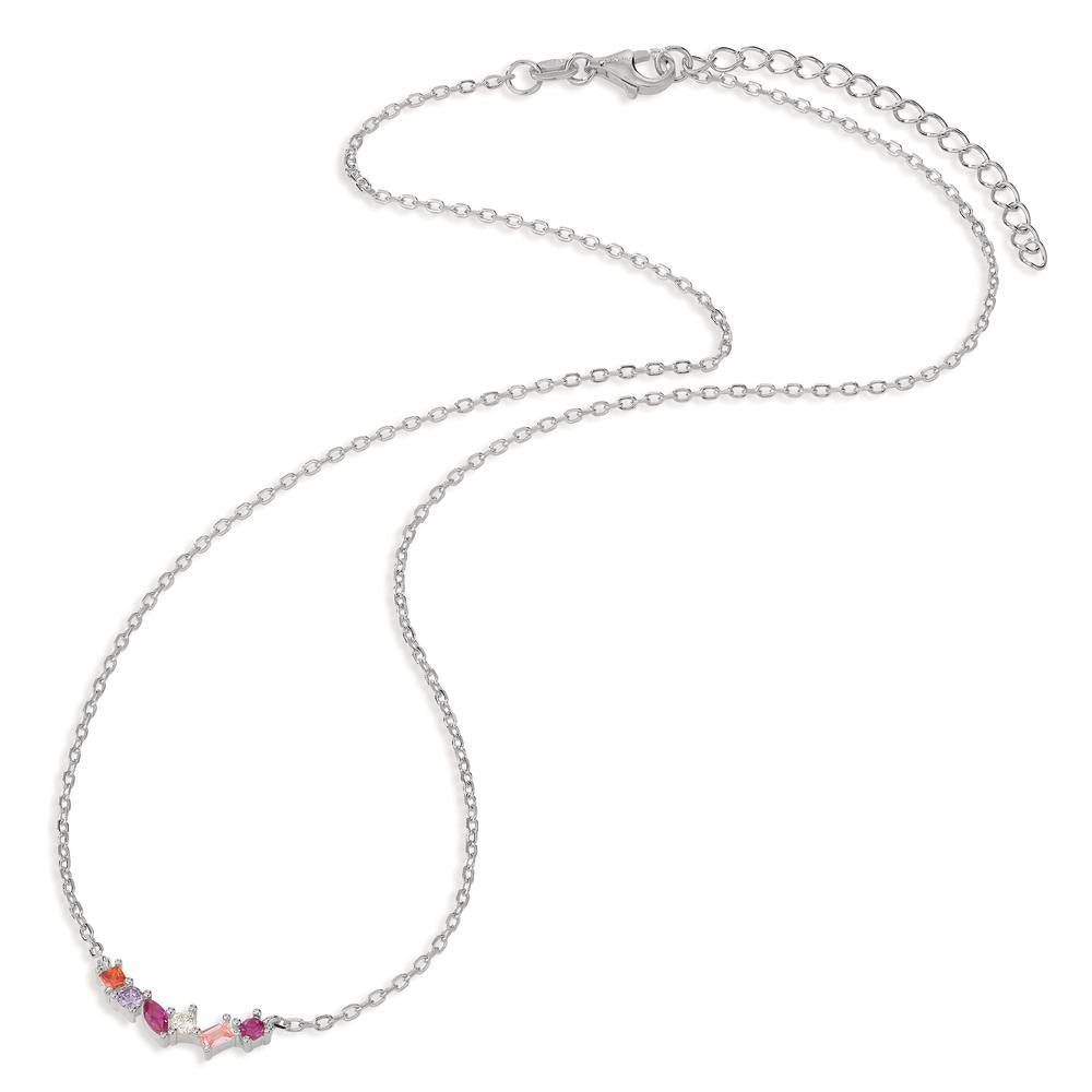 Necklace Silver Zirconia 6 Stones Rhodium plated 40-45 cm