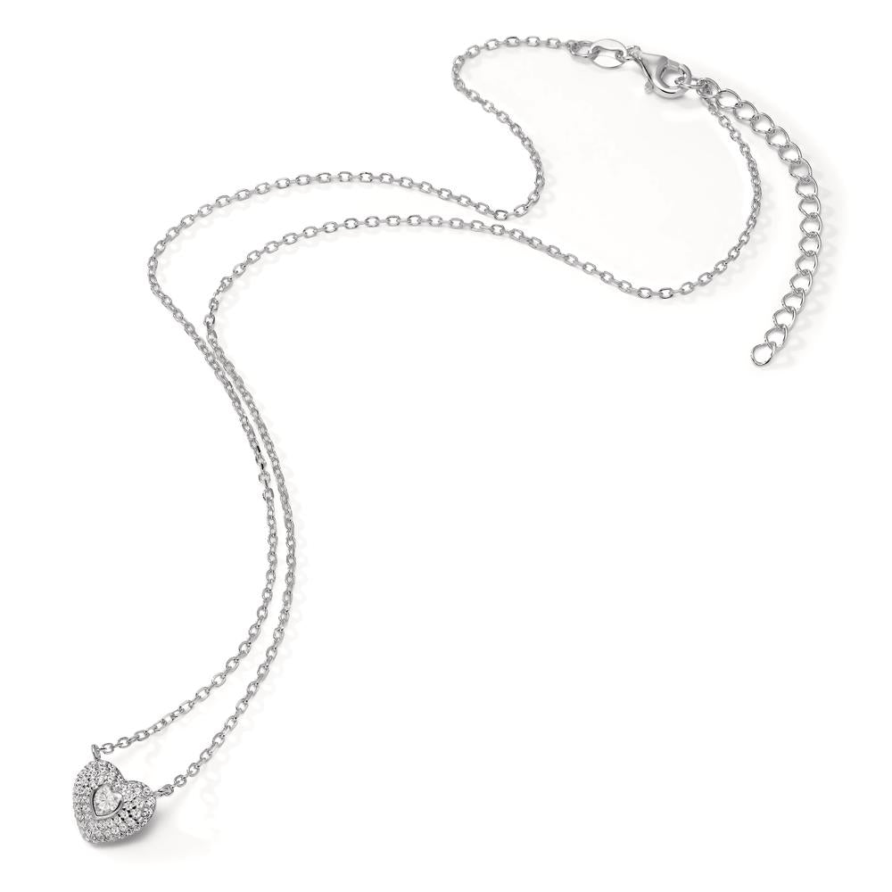 Collana Argento Zirconia rodiato Cuore 38-43 cm Ø10 mm