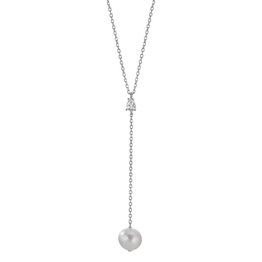 Collar Plata Circonita Rodio plateado Perla cultivada de agua dulce 40-45 cm