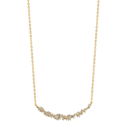 Necklace Silver Zirconia 35 Stones Yellow Gold plated 40-45 cm