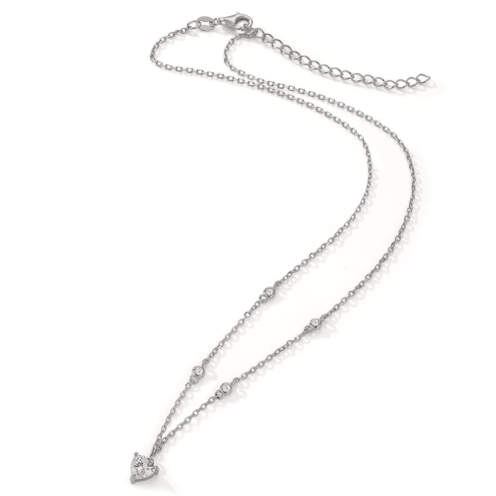 Collier Silber Zirkonia 5 Steine rhodiniert Herz verstellbar