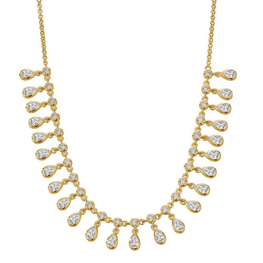 Necklace Silver Zirconia Yellow Gold plated 36-41 cm