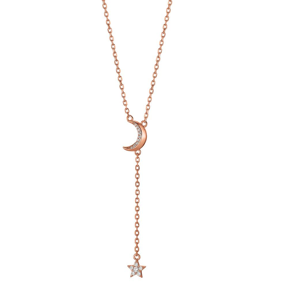 Y-Collier Silber Zirkonia rosé vergoldet Mond mit Stern verstellbar