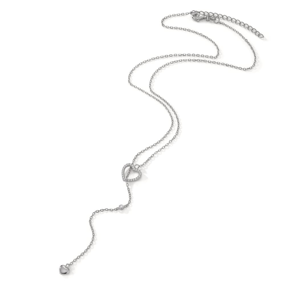 Collar Plata Circonita Rodio plateado Corazón 40-45 cm