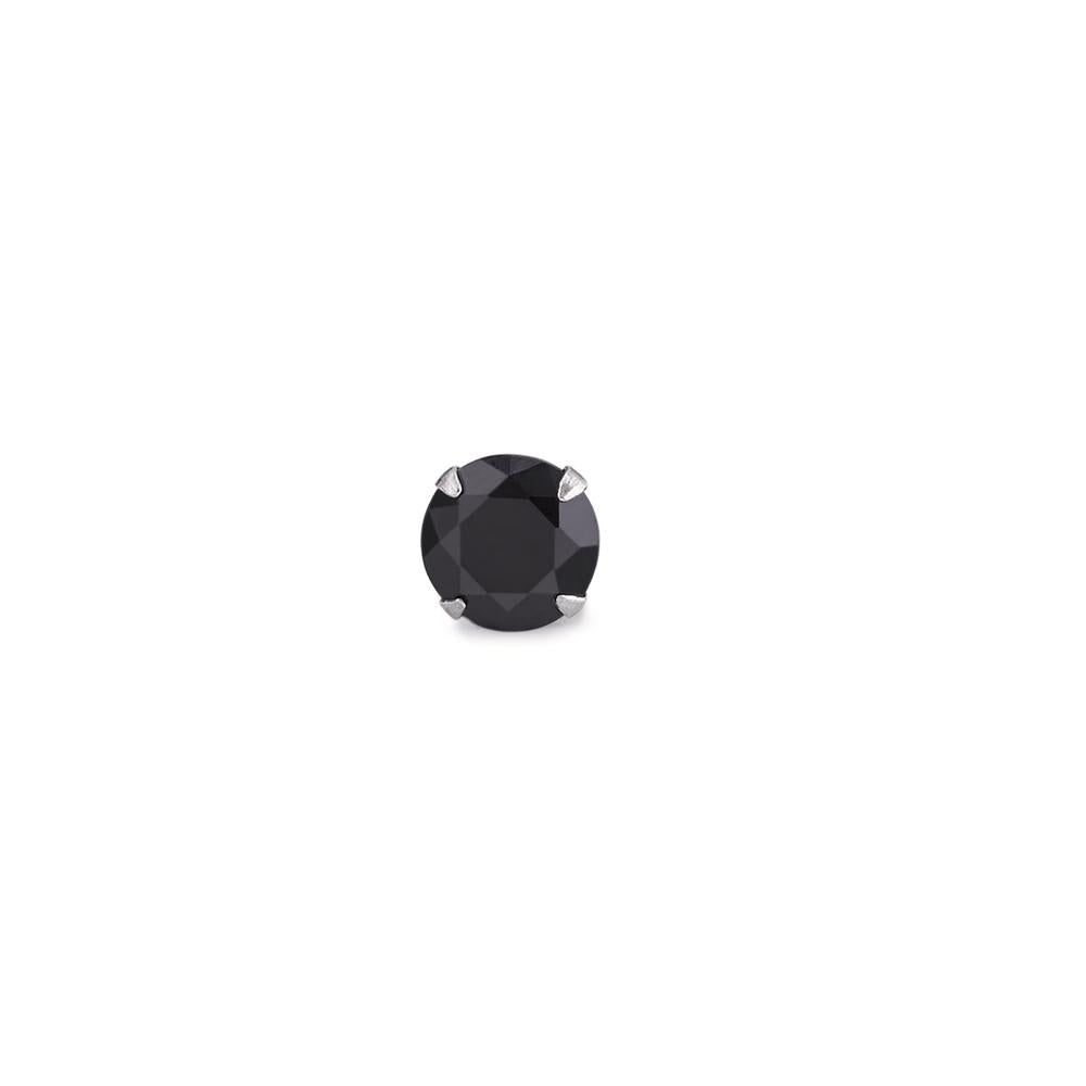 Orecchini a bottone 1 pz Argento Zirconia nero Ø7 mm