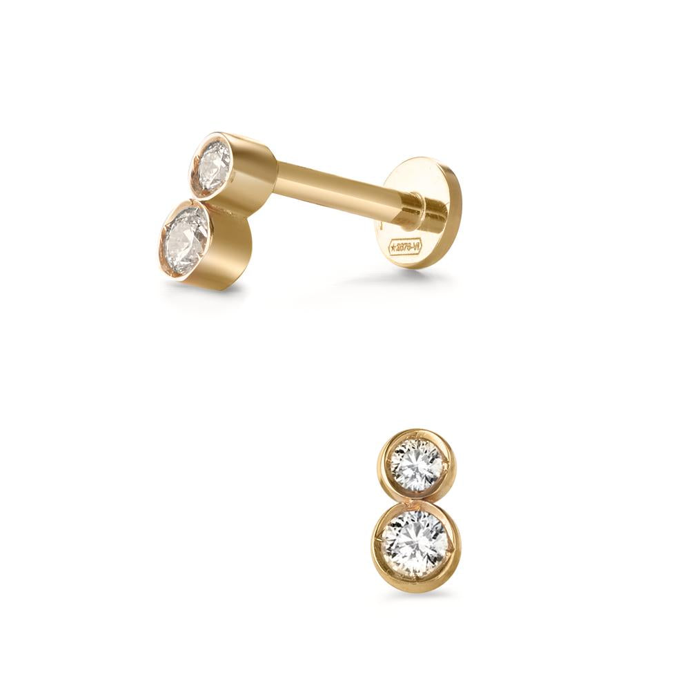 Piercing 18k Yellow Gold Zirconia 2 Stones