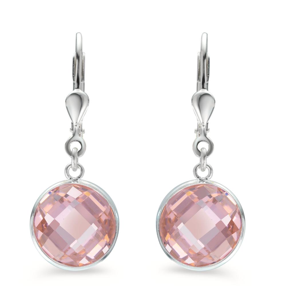 Ohrhänger Silber Zirkonia pink Ø10 mm